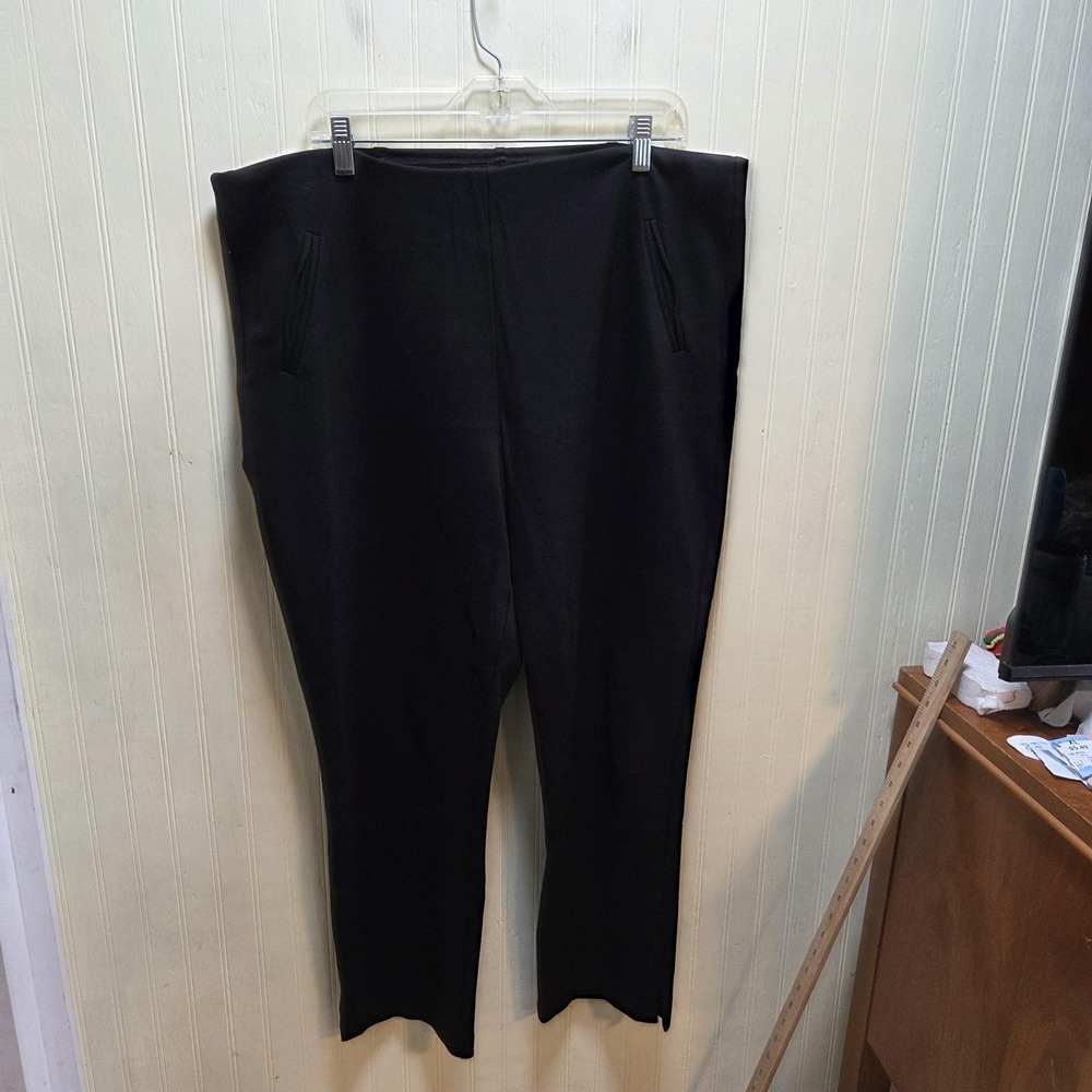 Chico's Dress Pants Womens 16 Black Ponte Pull On Elastic Waist Stretch Pockets